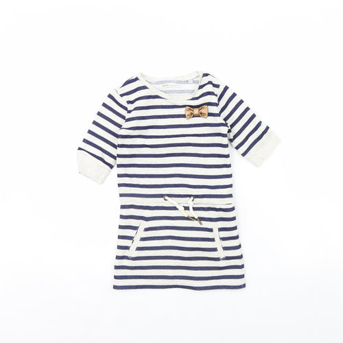 Emoi Girls Blue Striped  Jumper Dress  Size 4 Years