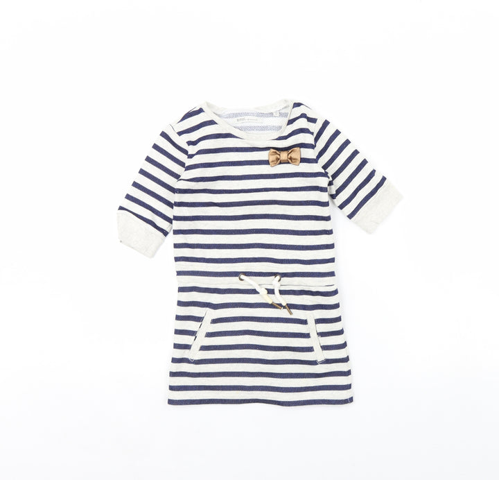 Emoi Girls Blue Striped Jumper Dress Size 4 Years