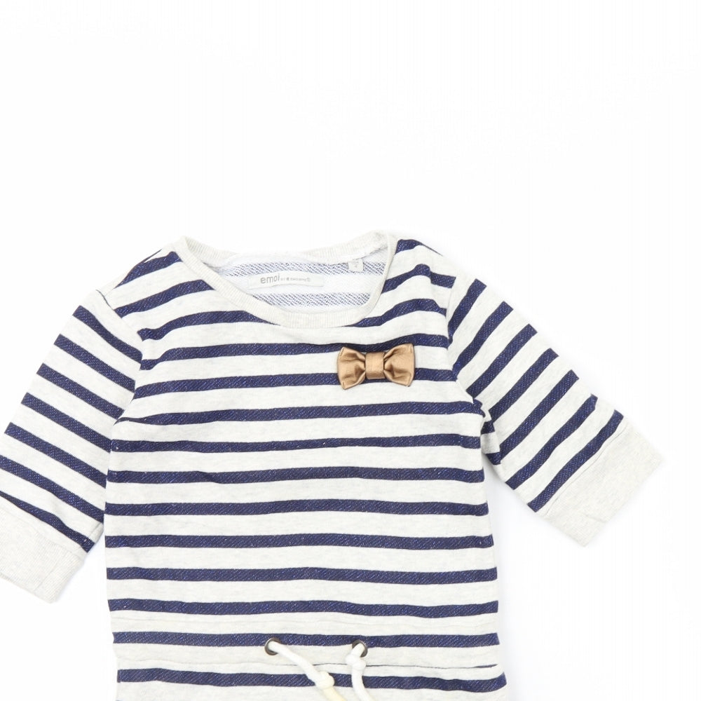 Emoi Girls Blue Striped  Jumper Dress  Size 4 Years