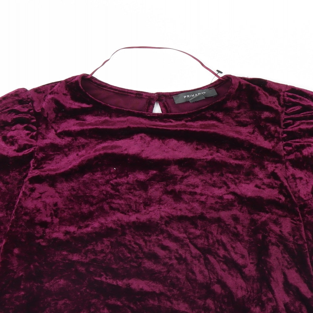 Primark Womens Purple  Velour Basic Blouse Size 10
