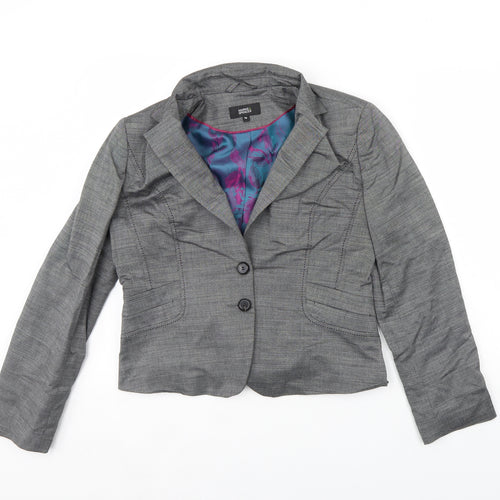 m&s Womens Grey   Jacket Blazer Size 14  - Shoulder Pads