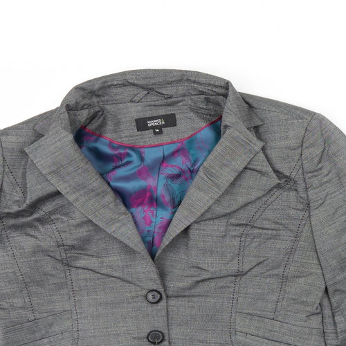 m&s Womens Grey   Jacket Blazer Size 14  - Shoulder Pads