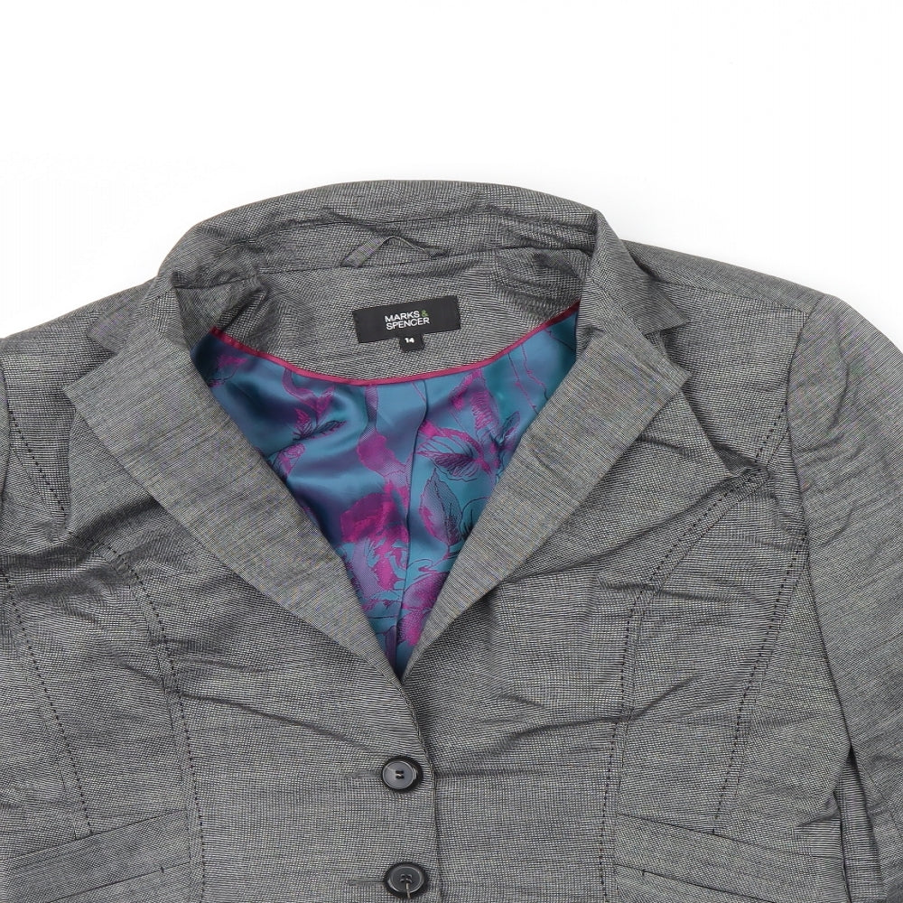 m&s Womens Grey   Jacket Blazer Size 14  - Shoulder Pads