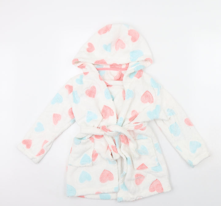 Preworn Girls White Polka Dot  Cami Gown Size 6 Years