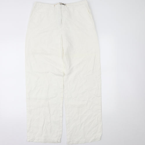 Molton Womens White   Trousers  Size 14 L28 in