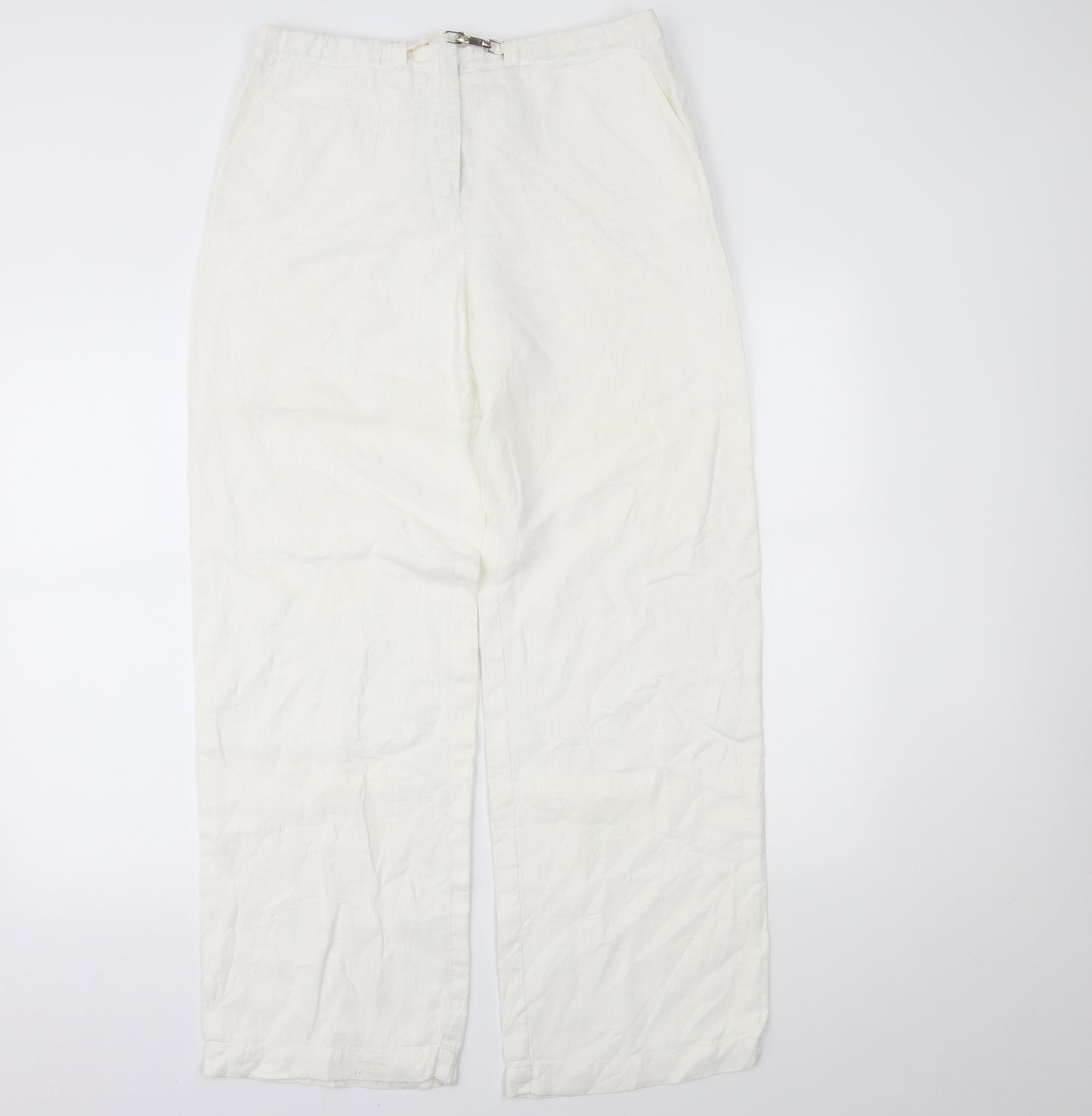 Molton Womens White   Trousers  Size 14 L28 in