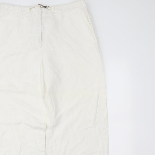 Molton Womens White   Trousers  Size 14 L28 in