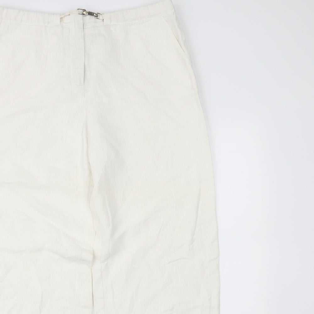 Molton Womens White   Trousers  Size 14 L28 in