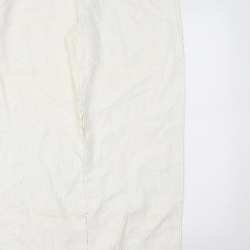 Molton Womens White   Trousers  Size 14 L28 in