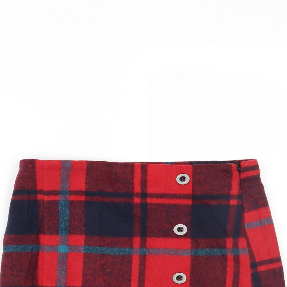 NEXT Girls Red Plaid  Mini Skirt Size 9 Years