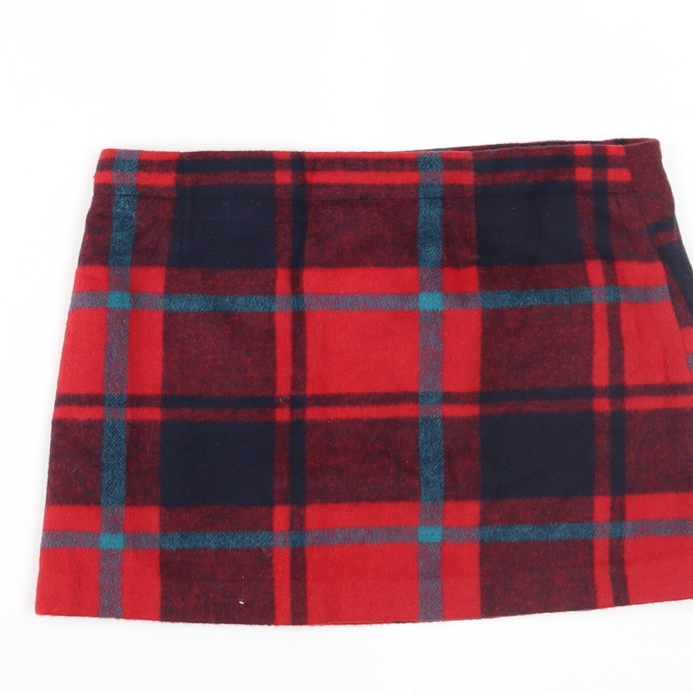 NEXT Girls Red Plaid  Mini Skirt Size 9 Years