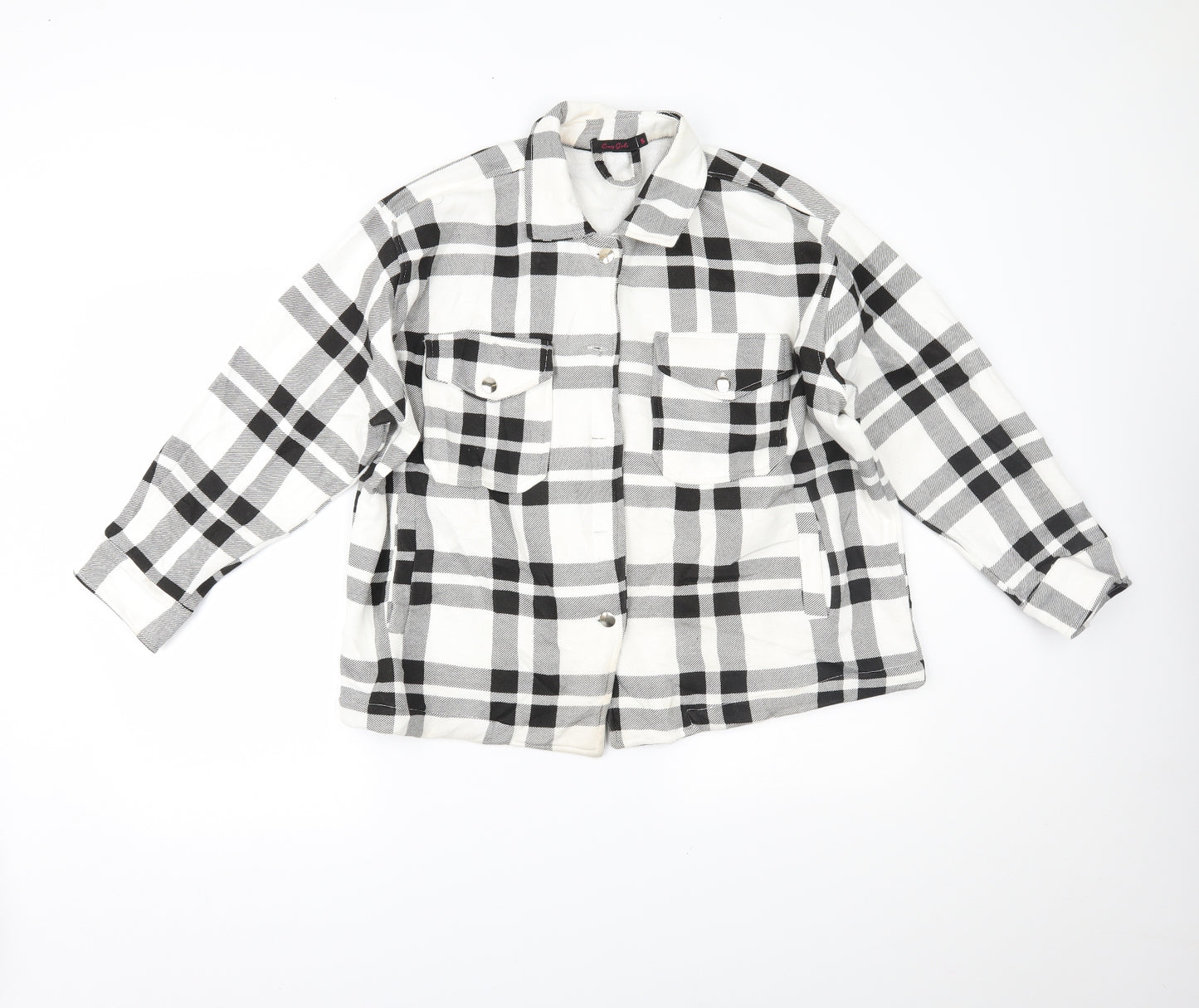 crazy girls Womens White Plaid  Jacket  Size S