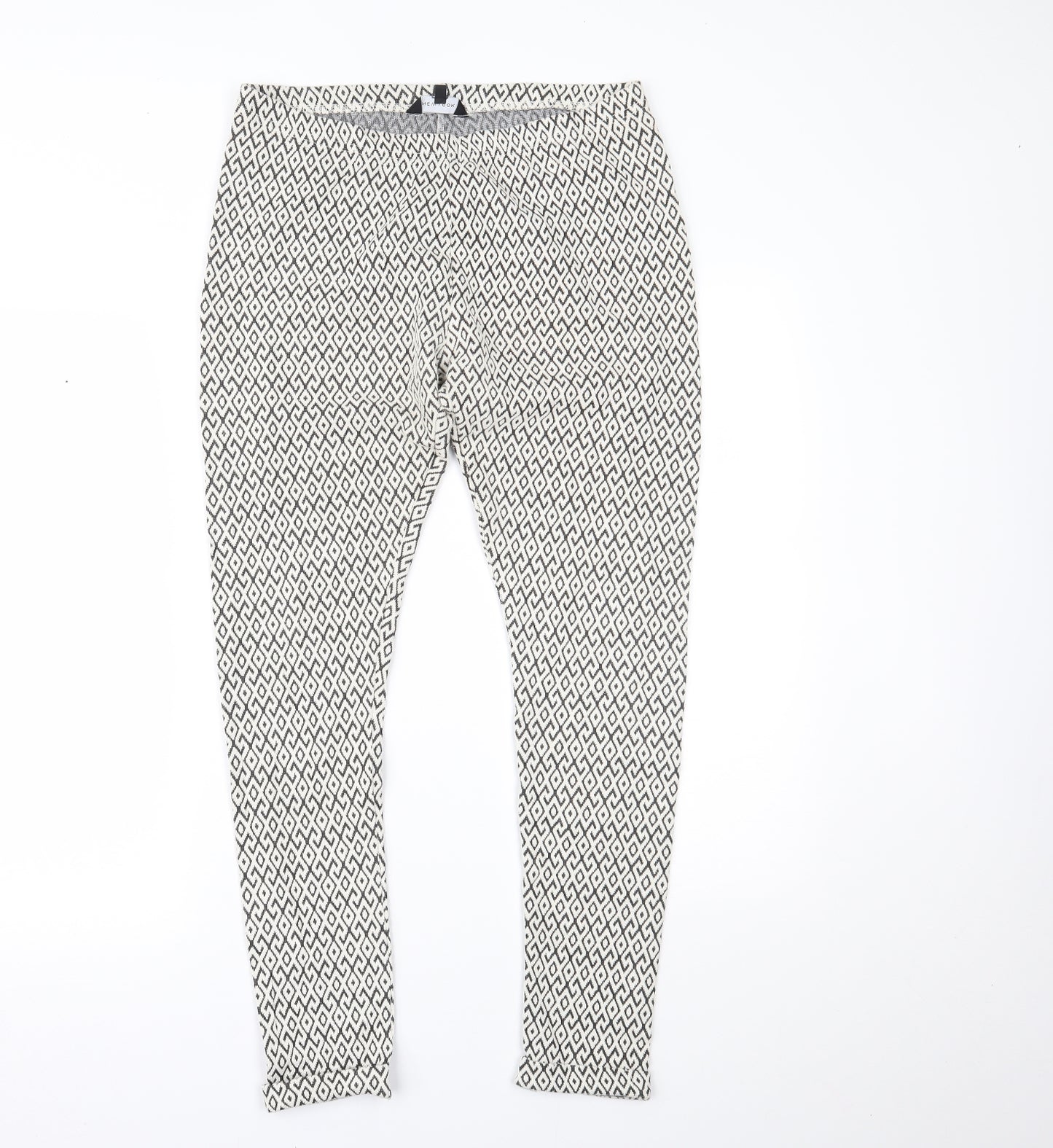 New Look Womens Ivory Geometric   Leggings Size 14 L26 in