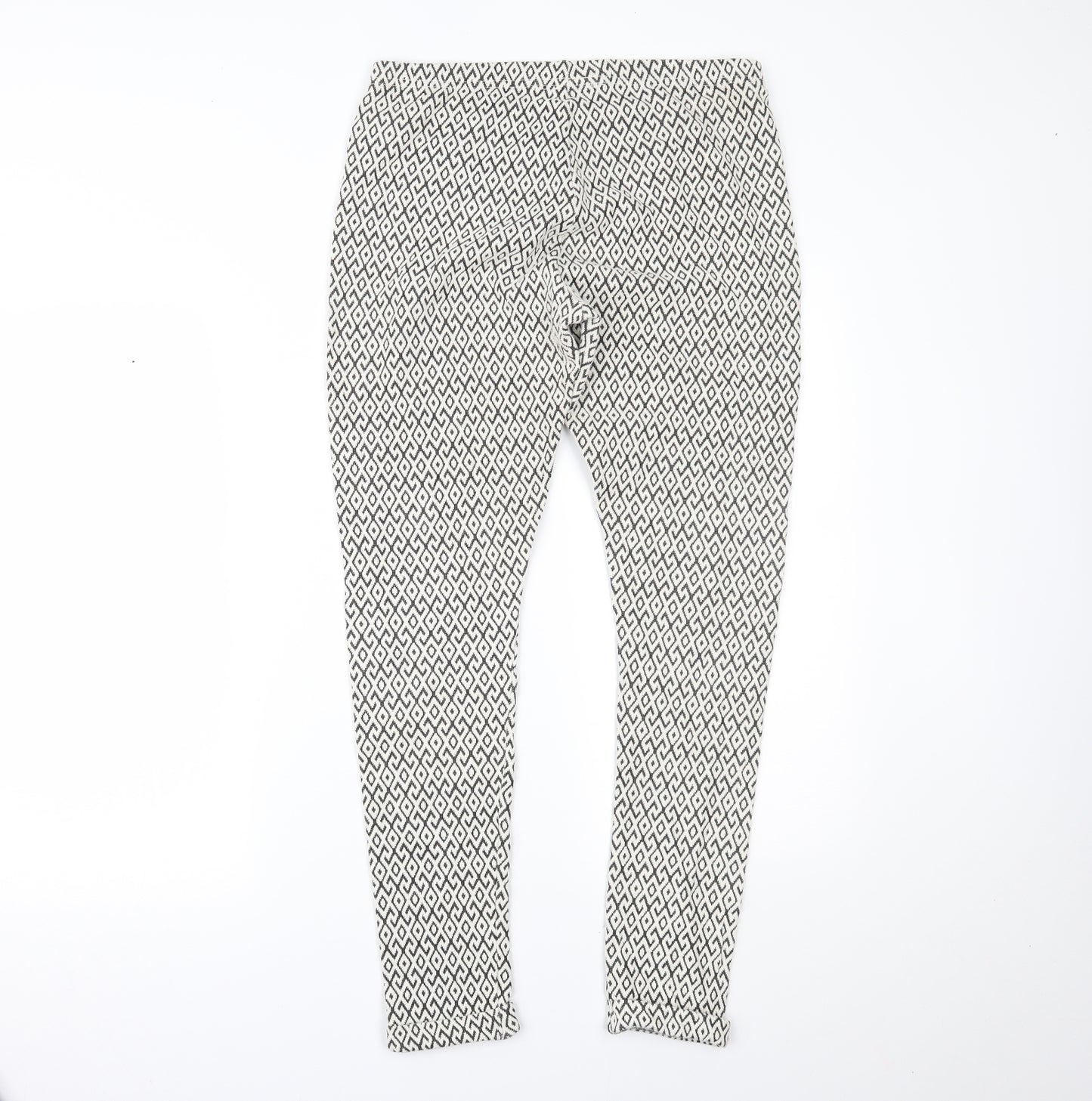 New Look Womens Ivory Geometric   Leggings Size 14 L26 in