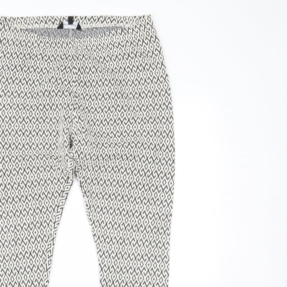 New Look Womens Ivory Geometric   Leggings Size 14 L26 in