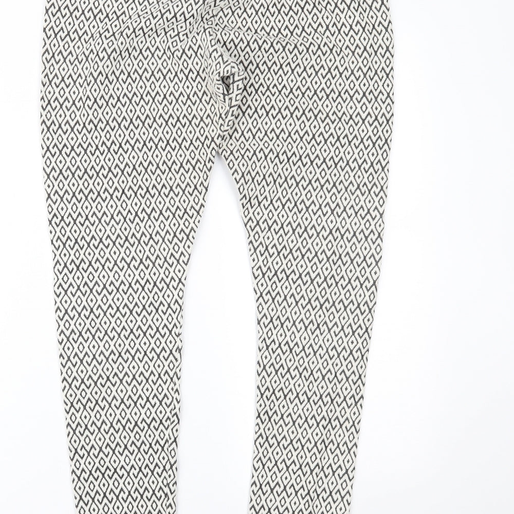 New Look Womens Ivory Geometric   Leggings Size 14 L26 in