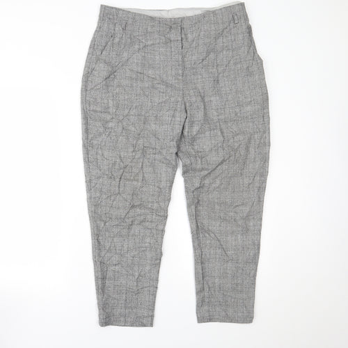 Marks and Spencer Womens Grey Houndstooth  Trousers  Size 14 L23 in