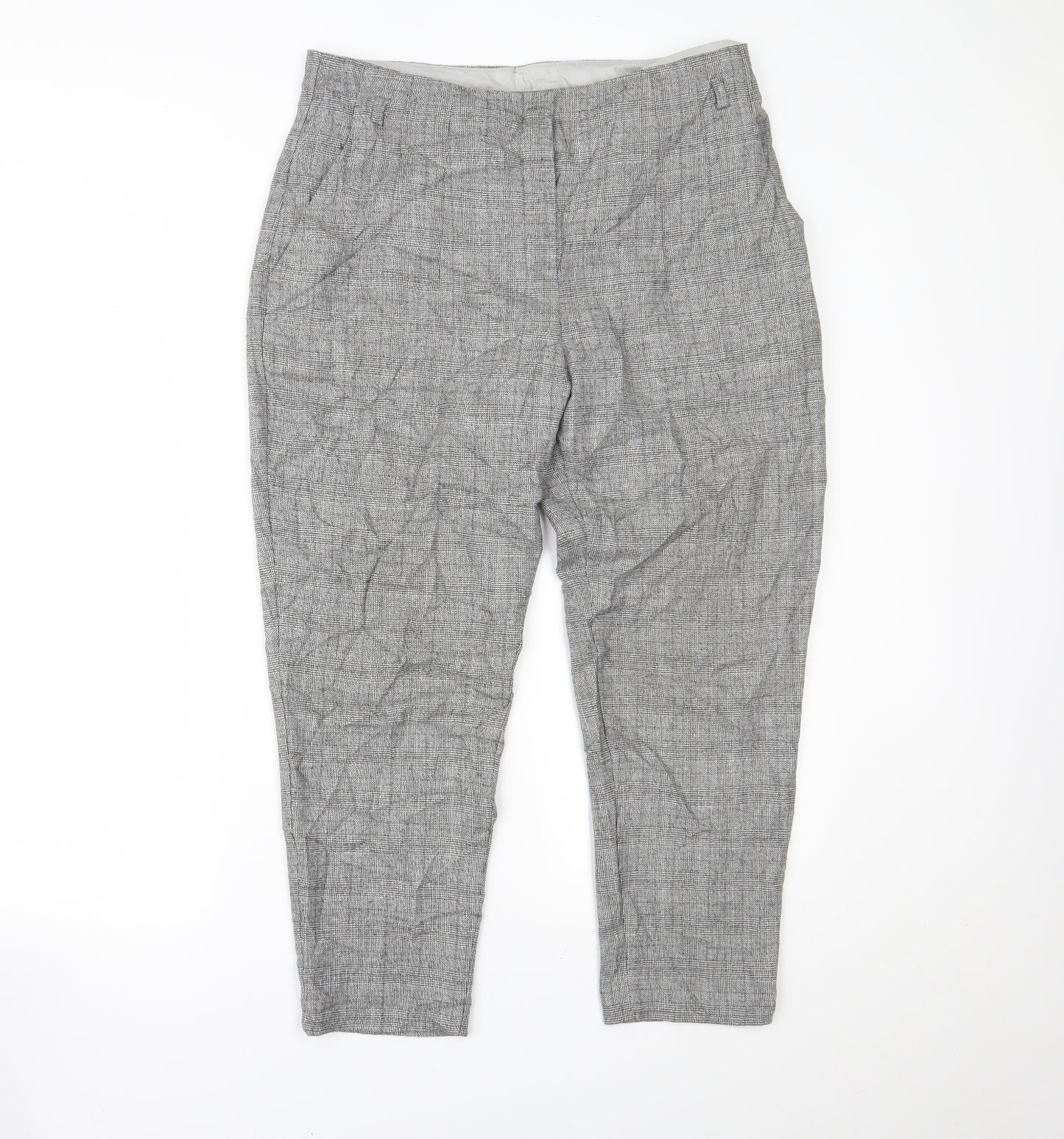 Marks and Spencer Womens Grey Houndstooth  Trousers  Size 14 L23 in