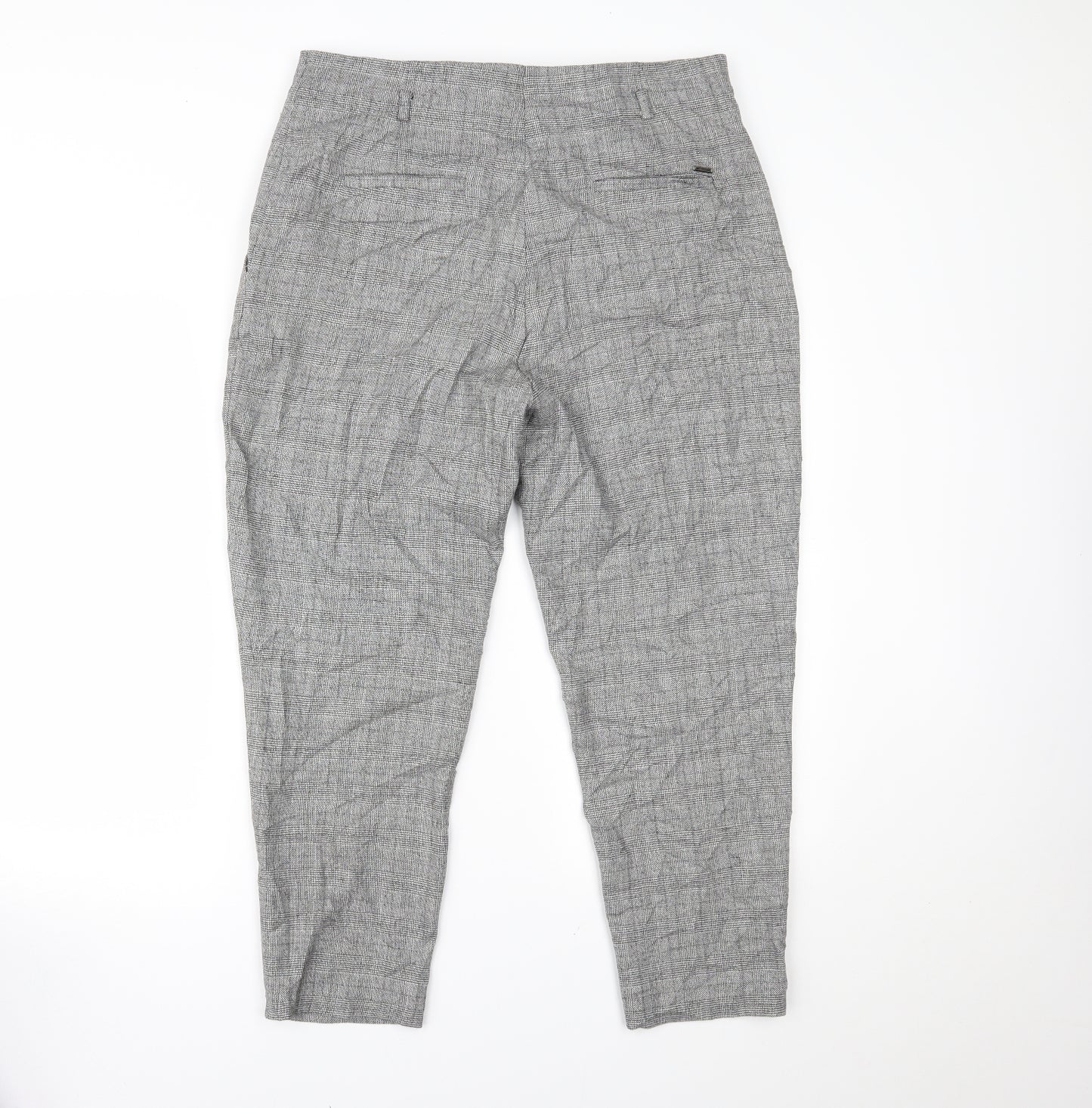 Marks and Spencer Womens Grey Houndstooth  Trousers  Size 14 L23 in