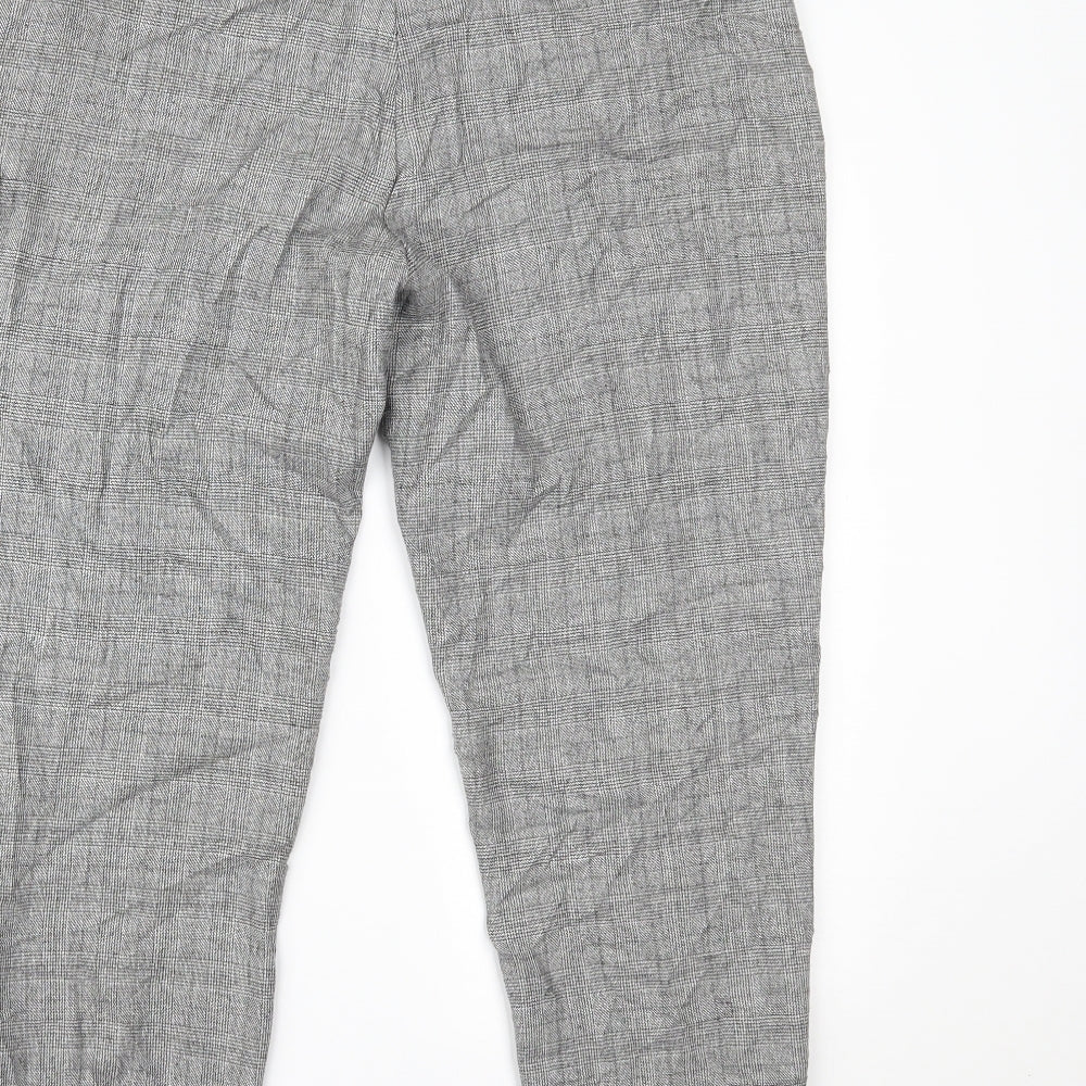 Marks and Spencer Womens Grey Houndstooth  Trousers  Size 14 L23 in