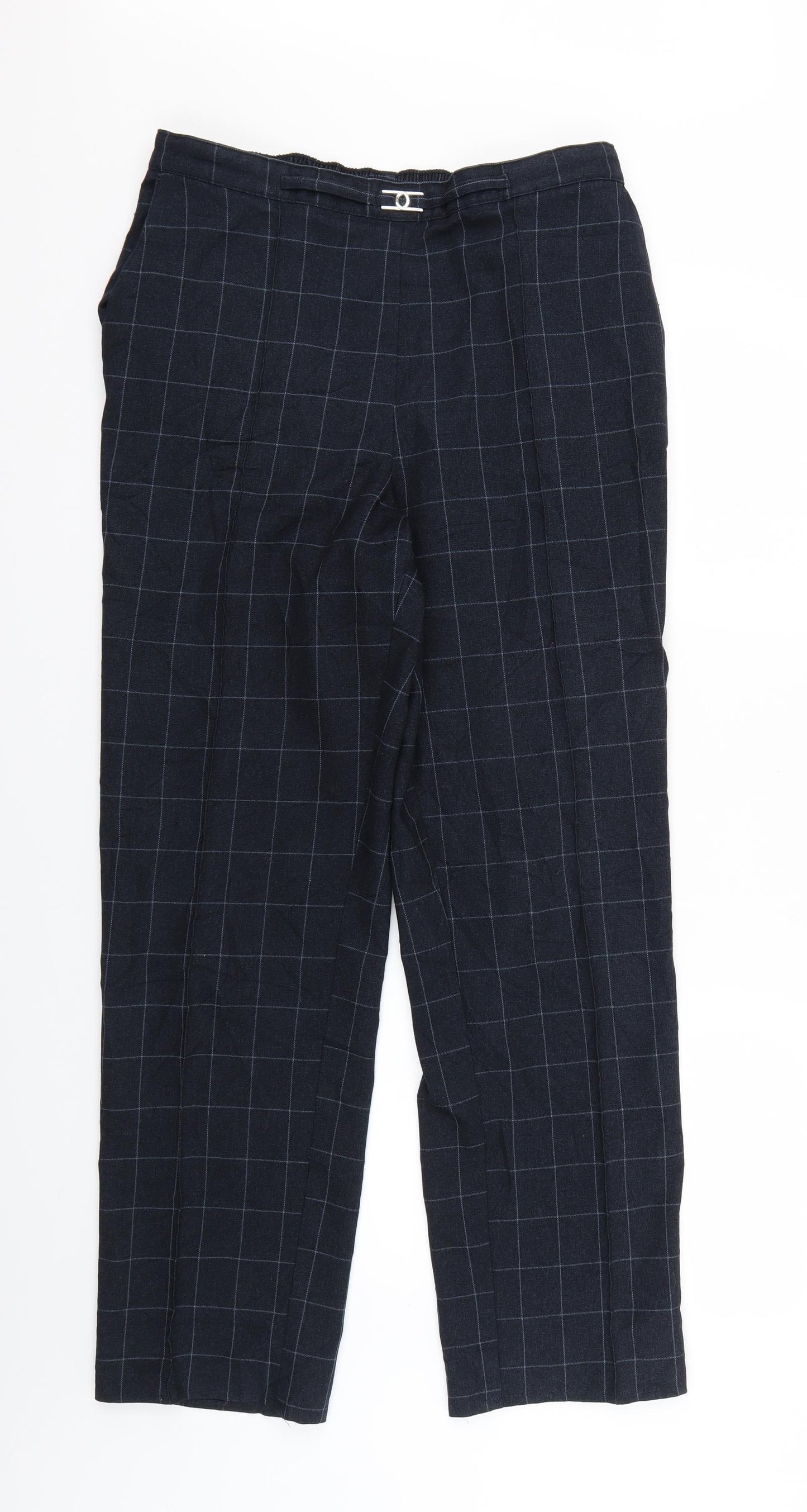 Marks and Spencer Womens Blue Check  Trousers  Size 16 L28 in