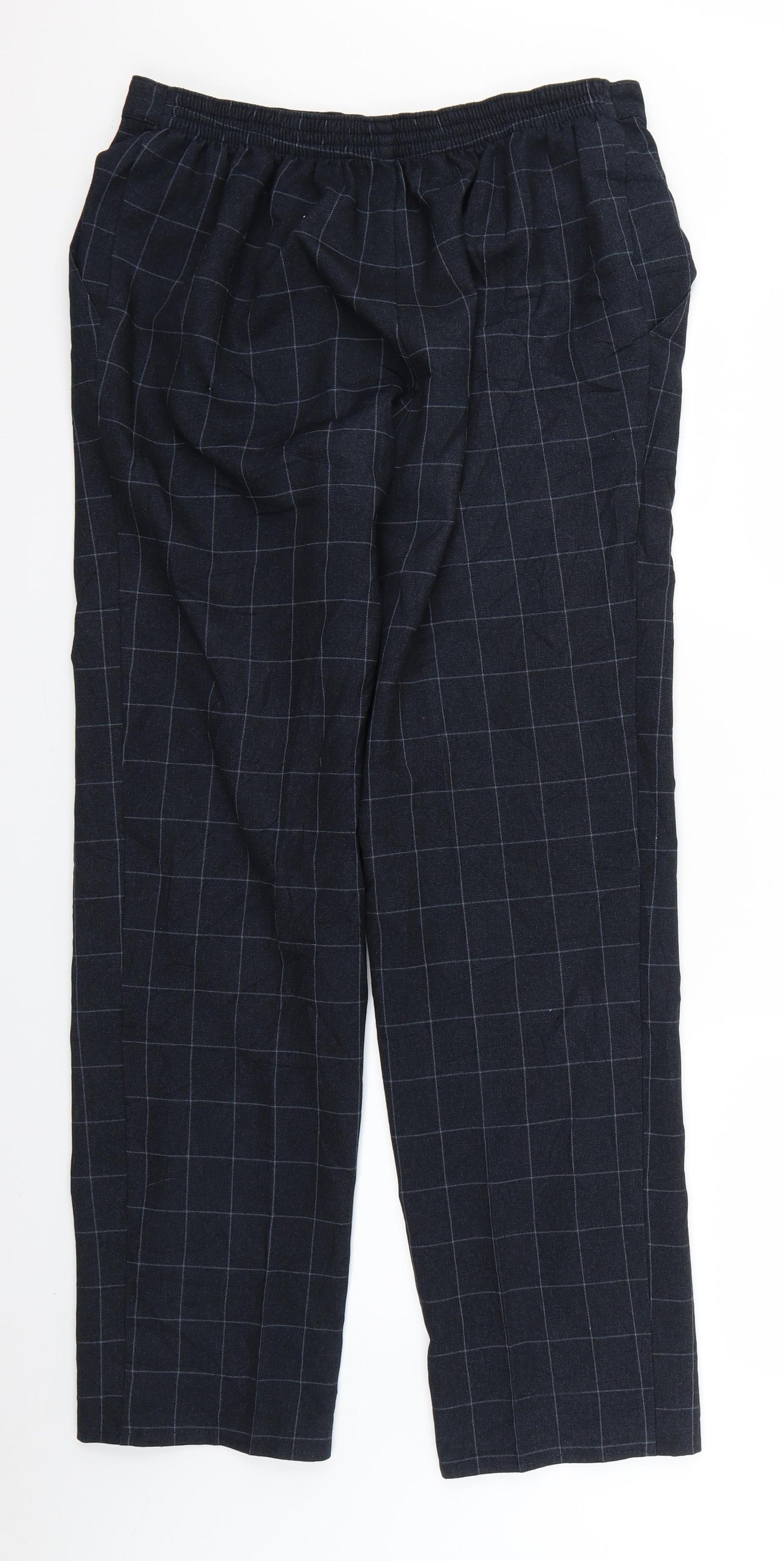 Marks and Spencer Womens Blue Check  Trousers  Size 16 L28 in