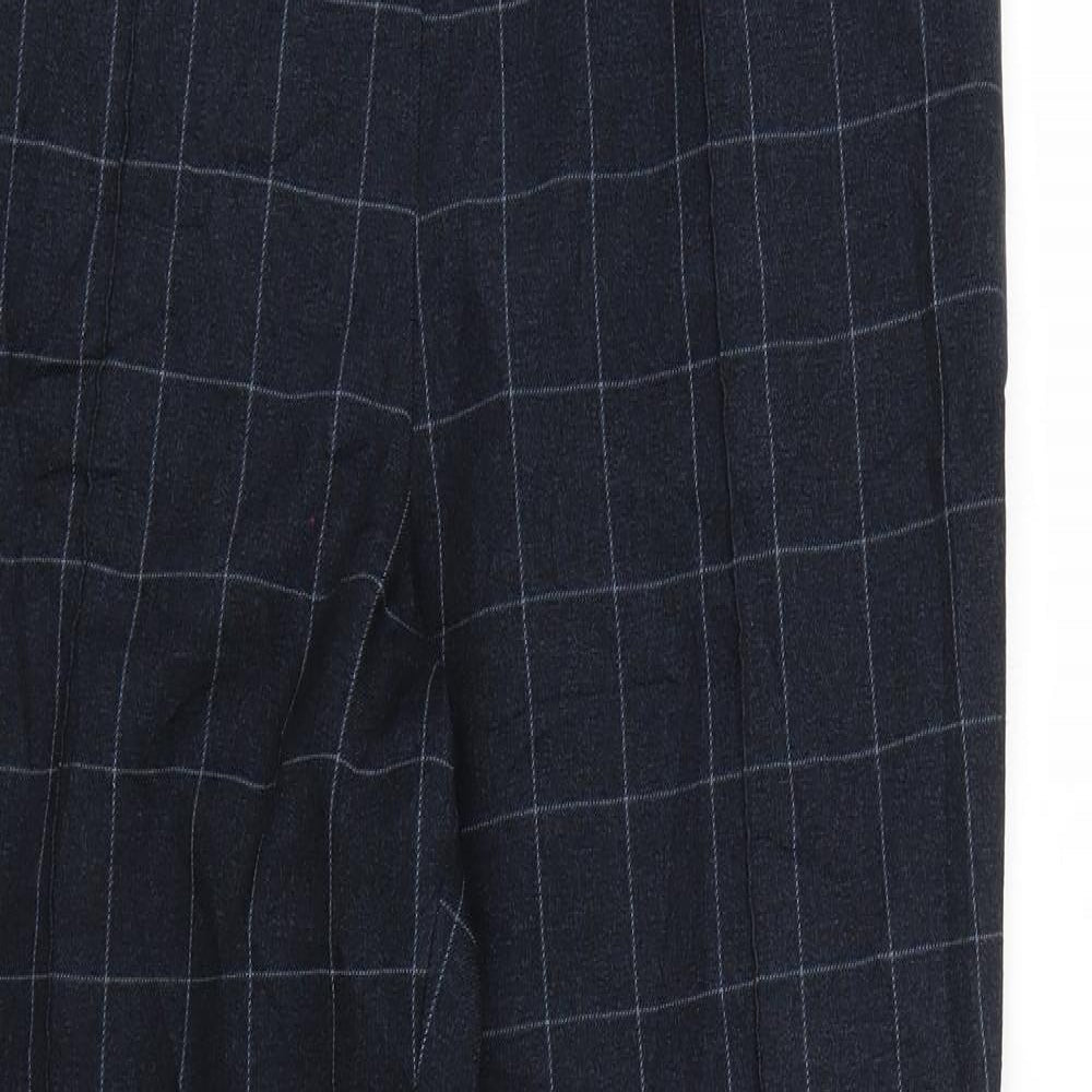 Marks and Spencer Womens Blue Check  Trousers  Size 16 L28 in