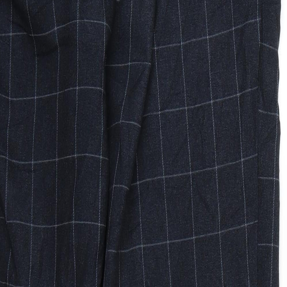 Marks and Spencer Womens Blue Check  Trousers  Size 16 L28 in