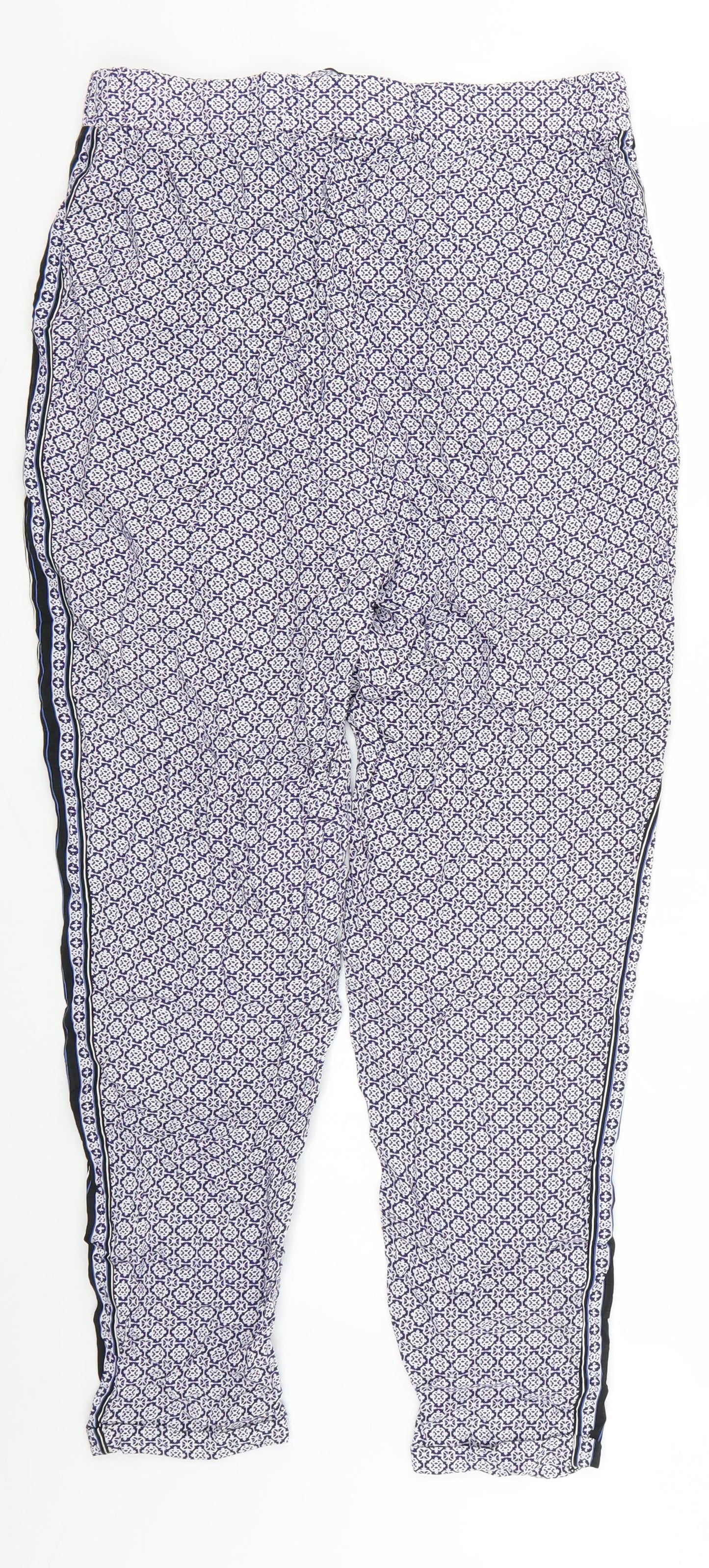 Primark Womens Multicoloured Geometric  Cropped Trousers Size 12 L24 in