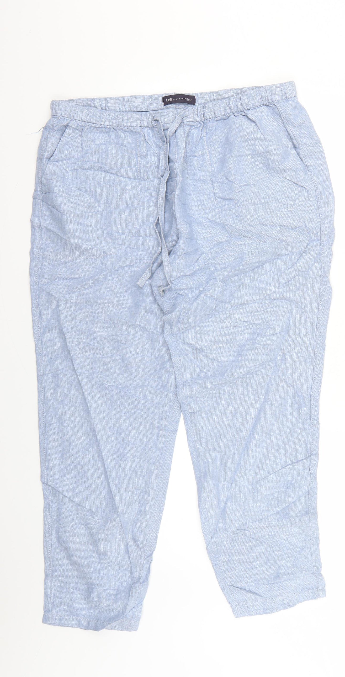 Marks & Spencer Womens Blue   Cropped Trousers Size 14 L24 in