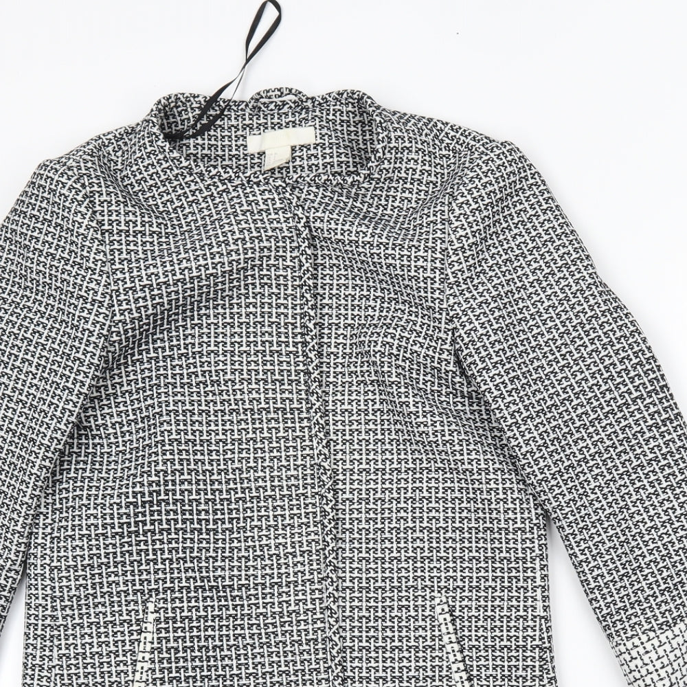 H&M Womens Grey Geometric  Jacket Blazer Size 8