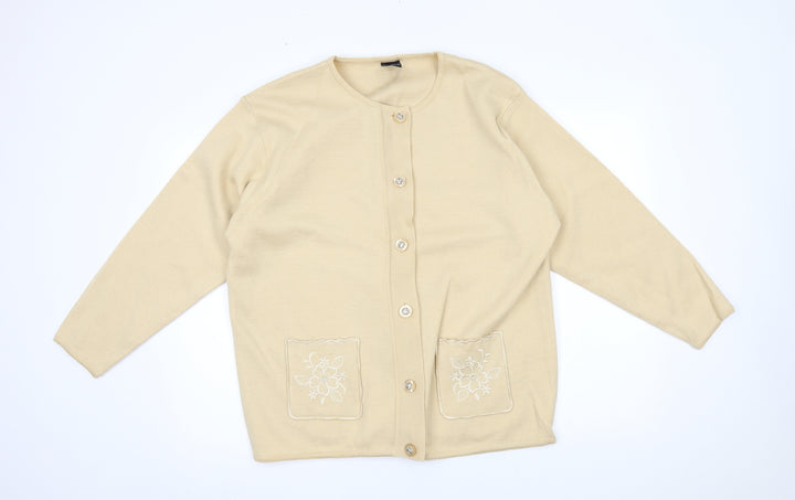 Avant Garde Womens Beige   Cardigan Jumper Size XL