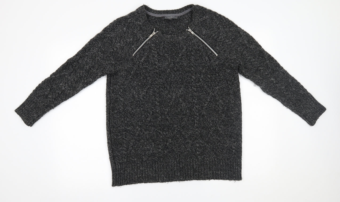 M&S Womens Grey   Pullover Jumper Size M  - zip details