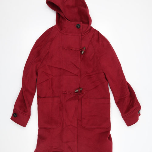 M&S Womens Red   Overcoat Coat Size 8