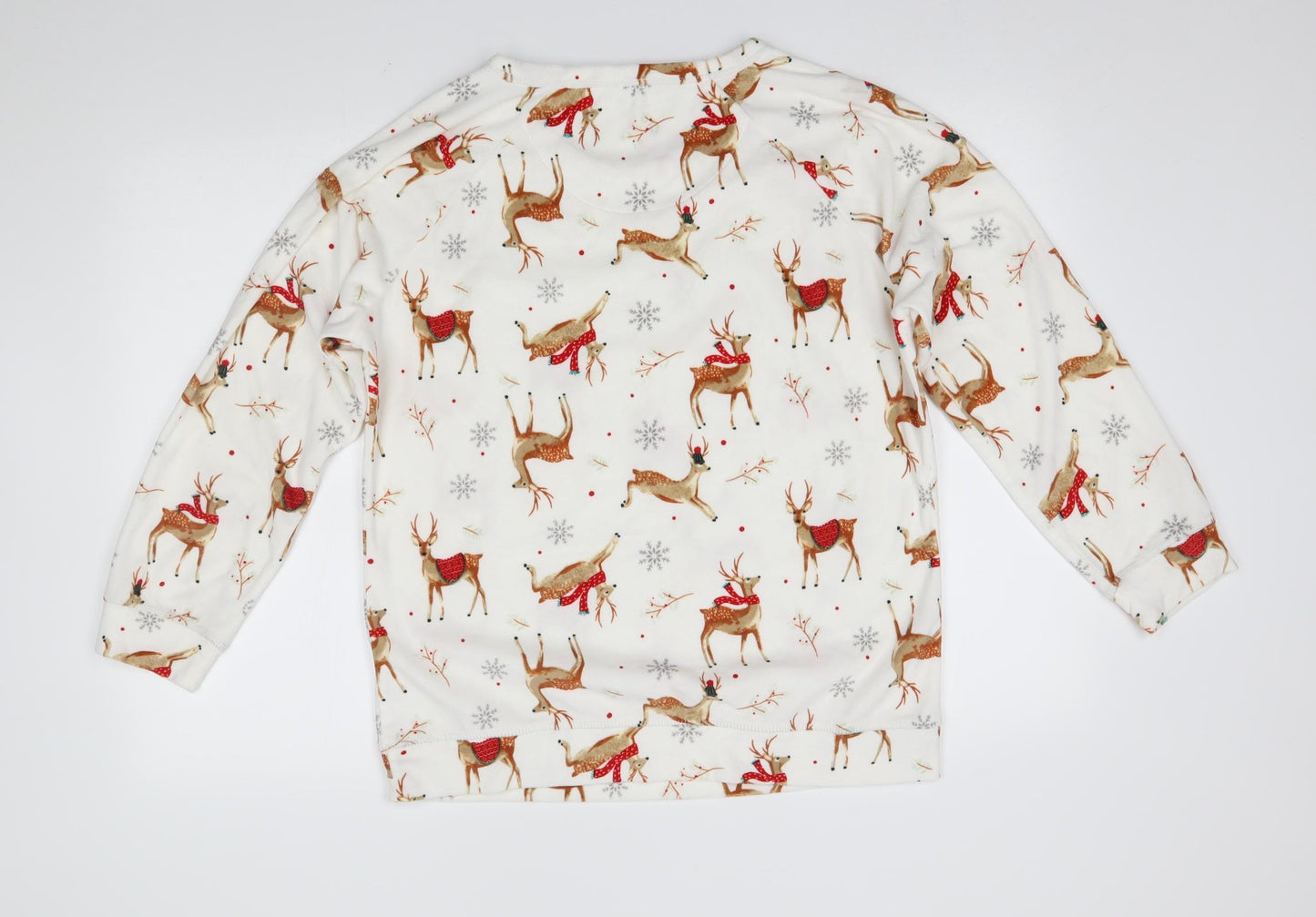 TU Womens White    Pyjama Top Size 14  - deer, christmas, matching set