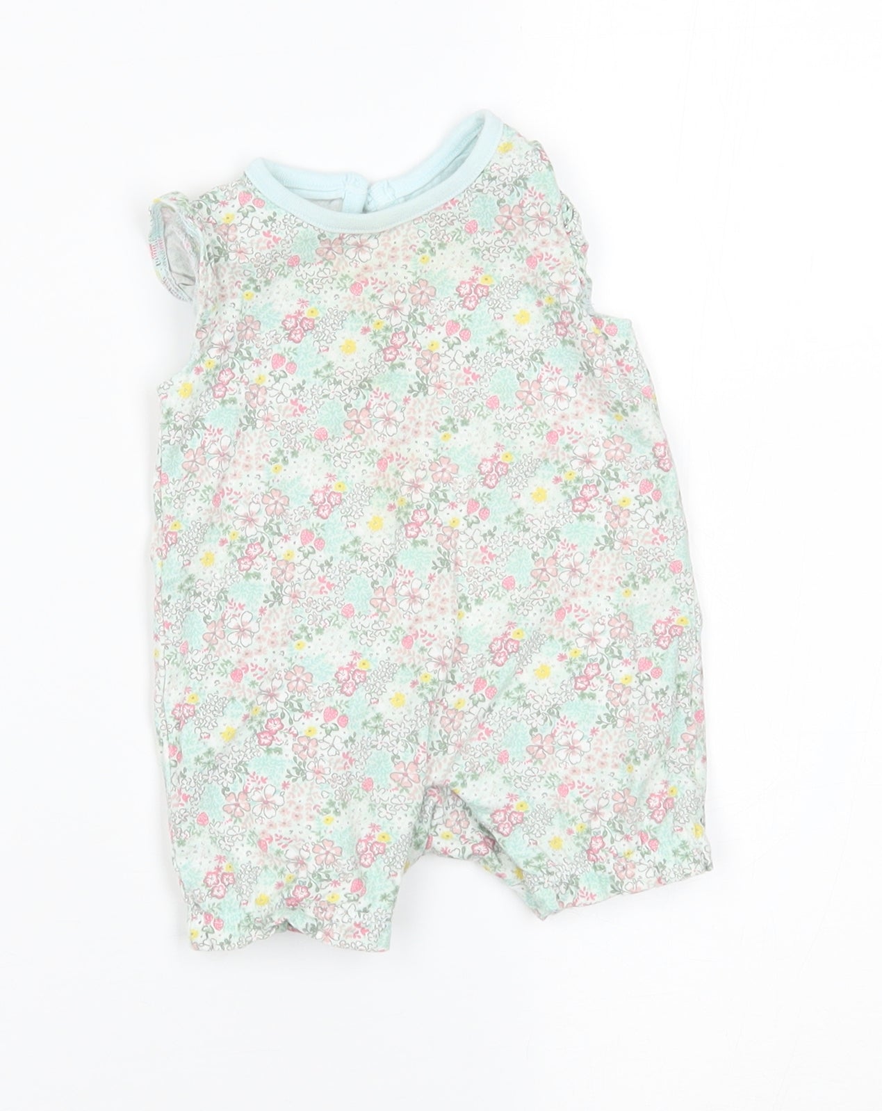 F&F Girls Green Floral  Babygrow One-Piece Size 0-3 Months
