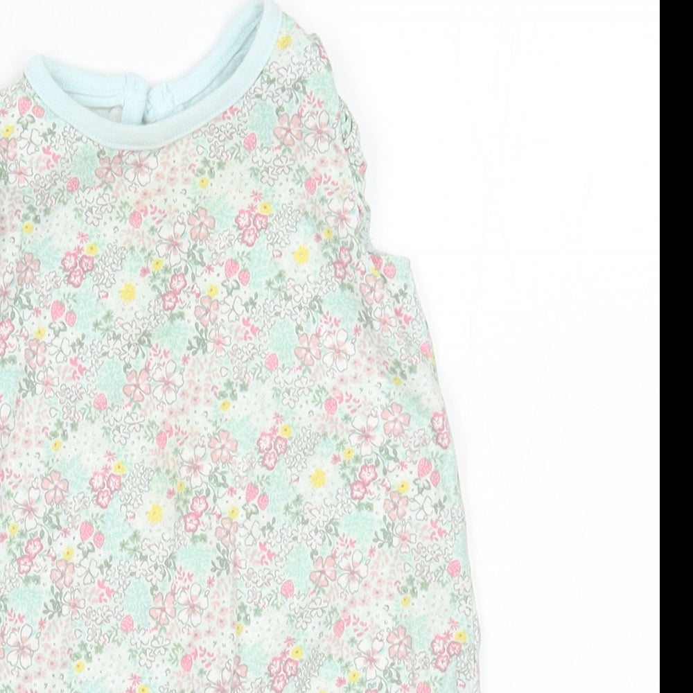 F&F Girls Green Floral  Babygrow One-Piece Size 0-3 Months