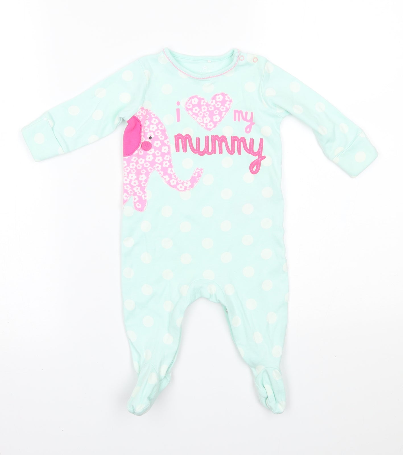 NEXT Girls Blue Polka Dot  Babygrow One-Piece Size 3-6 Months  - I love my mummy