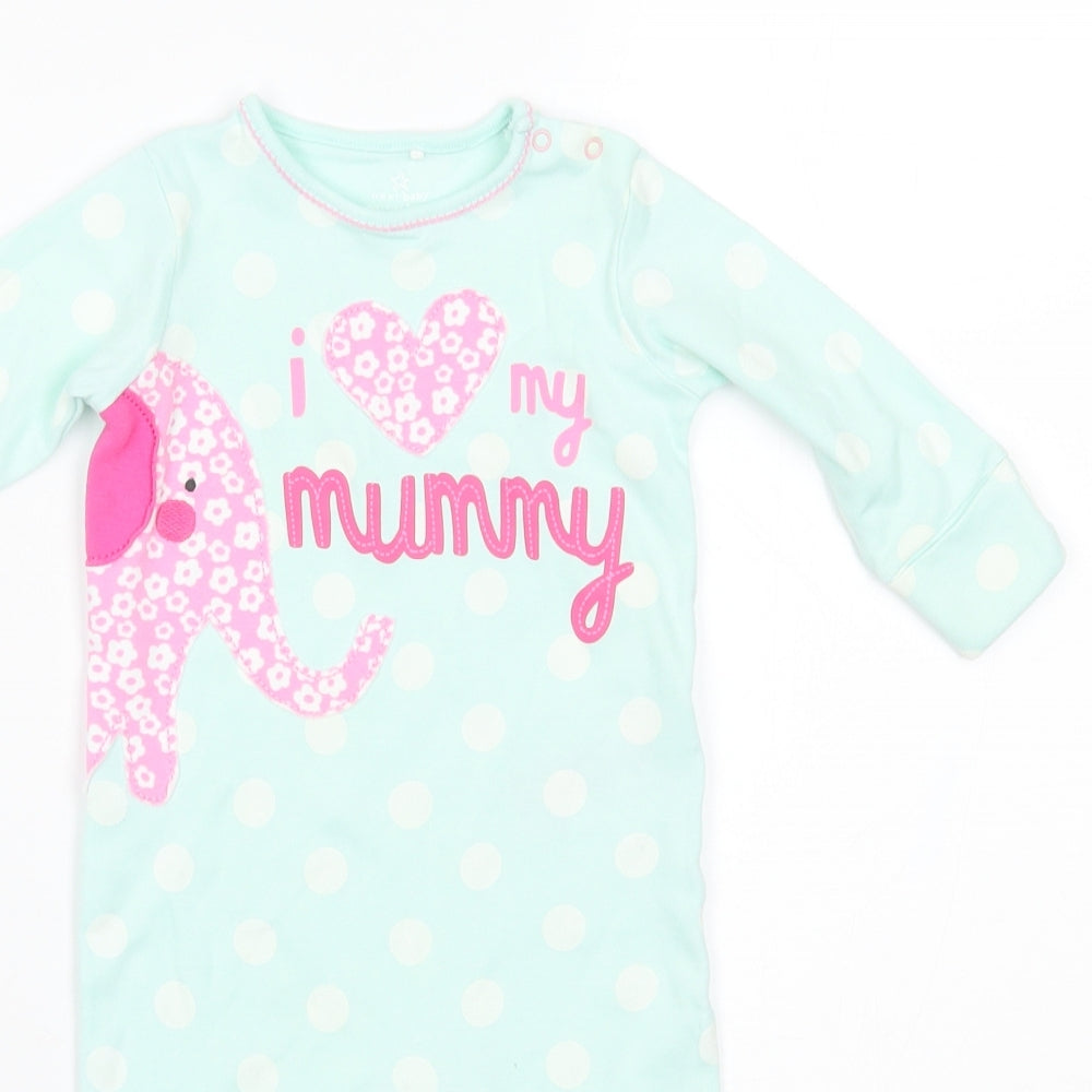NEXT Girls Blue Polka Dot  Babygrow One-Piece Size 3-6 Months  - I love my mummy