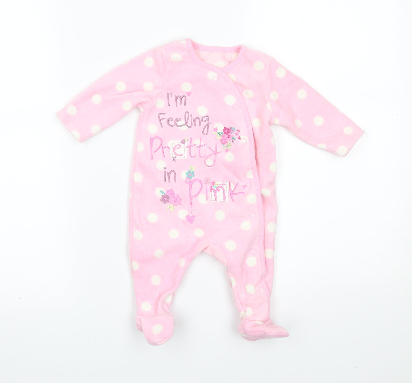 George Girls Pink Polka Dot  Babygrow One-Piece Size 0-3 Months