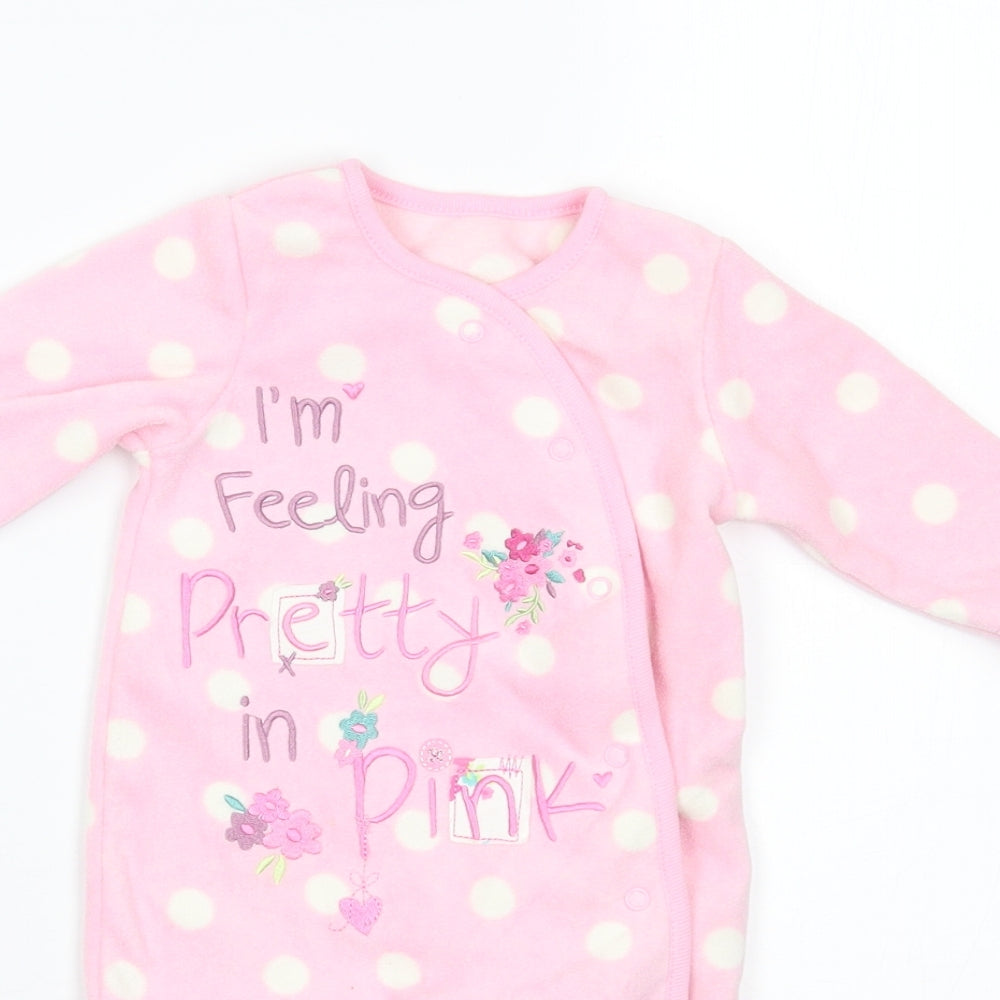 George Girls Pink Polka Dot  Babygrow One-Piece Size 0-3 Months