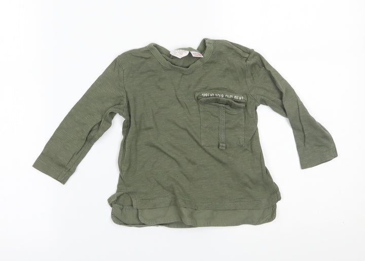 Zara Baby Green   Basic T-Shirt Size 9-12 Months