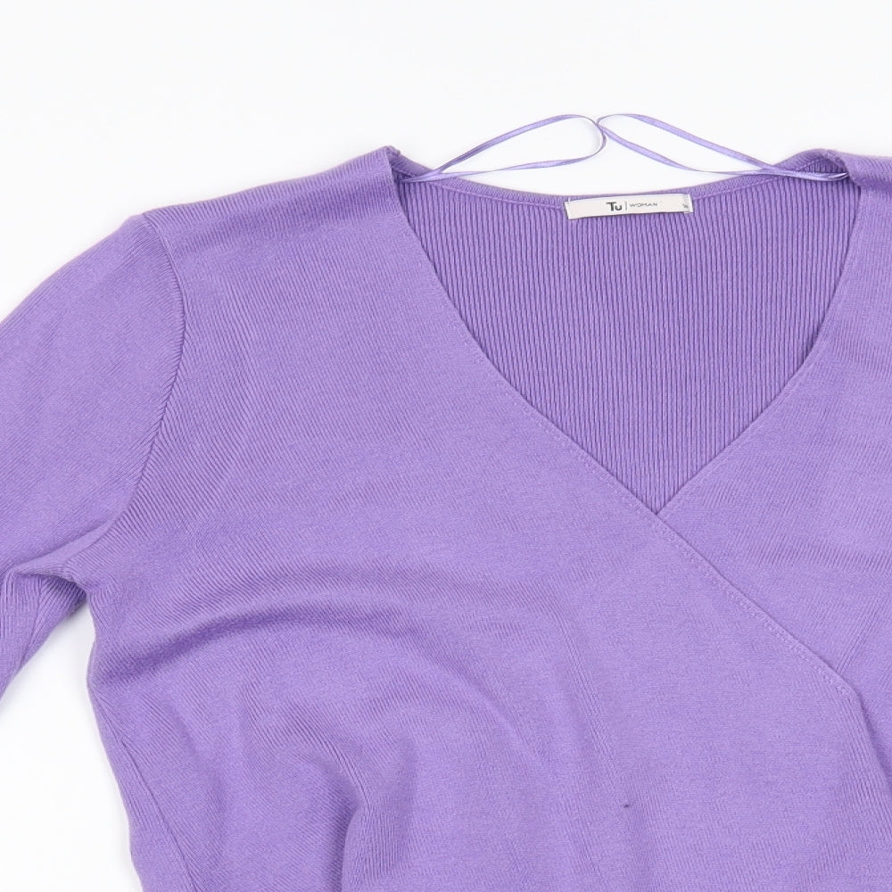 TU Womens Purple   Wrap Jumper Size 14