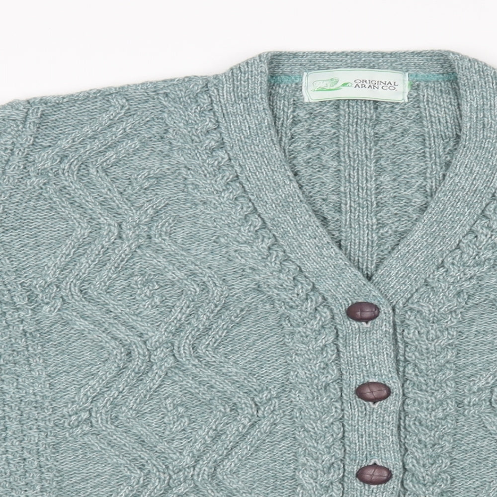 ORIGINAL ARAN CO Womens Blue   Cardigan Jumper Size L