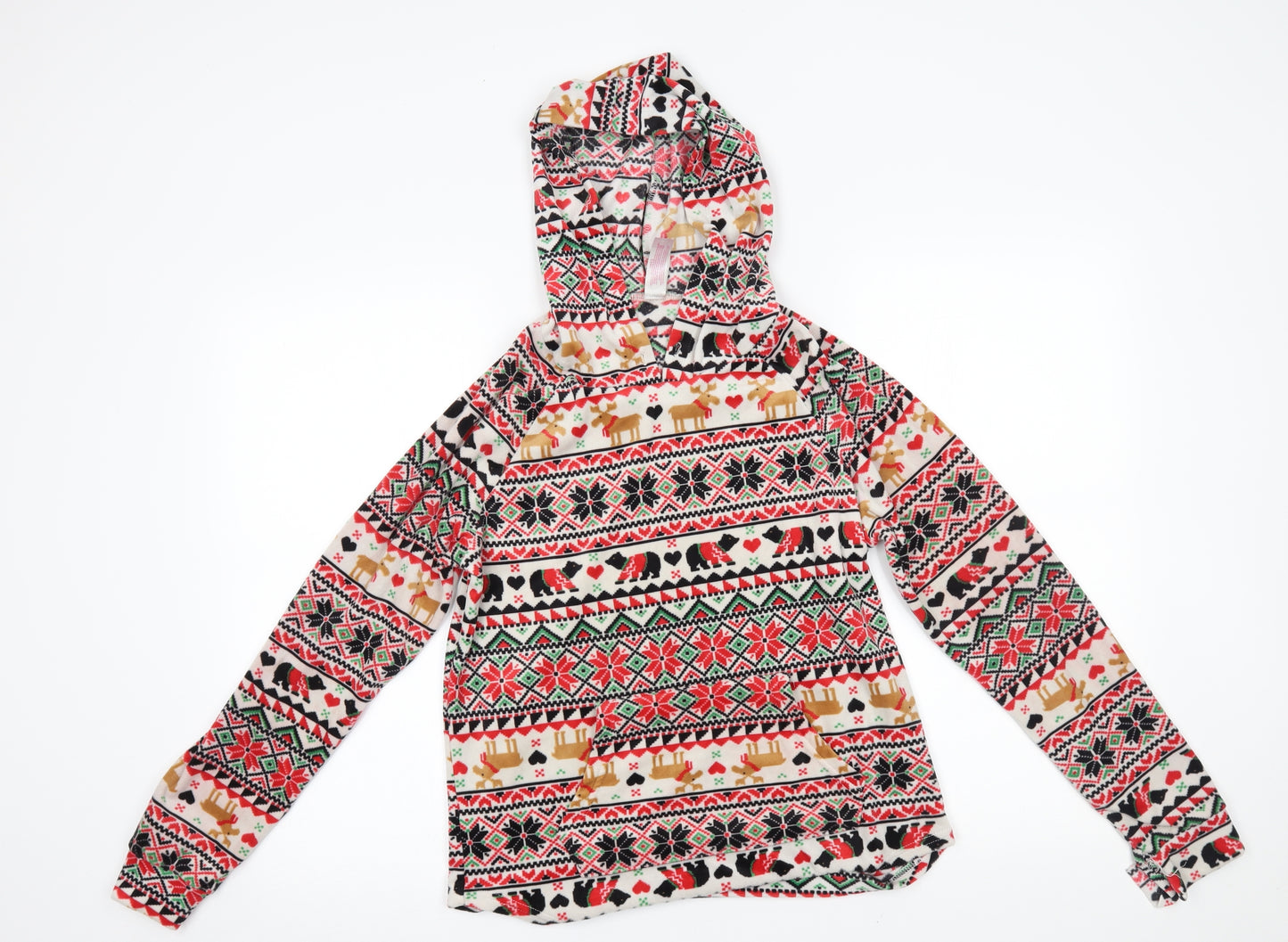 No Boundaries Womens Red Fair Isle  Pullover Hoodie Size S  - christmas