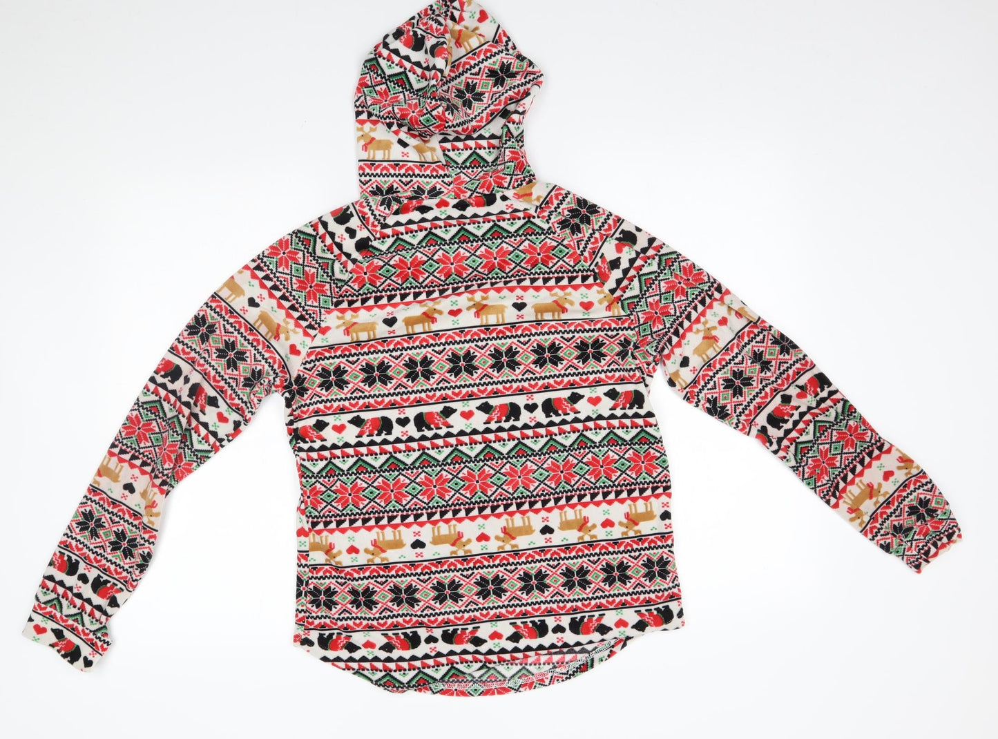 No Boundaries Womens Red Fair Isle  Pullover Hoodie Size S  - christmas