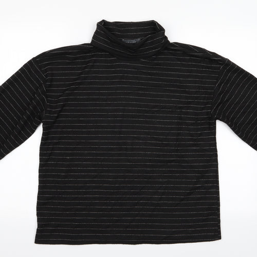 Primark Womens Black Striped  Pullover Jumper Size 2  - Deep Cuff Turnover