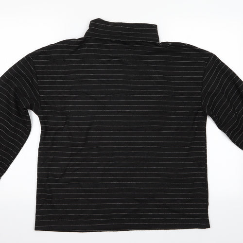 Primark Womens Black Striped  Pullover Jumper Size 2  - Deep Cuff Turnover