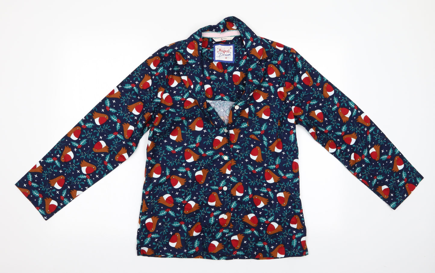 TU Womens Multicoloured Animal Print   Pyjama Top Size 10  - Robin Print Christmas