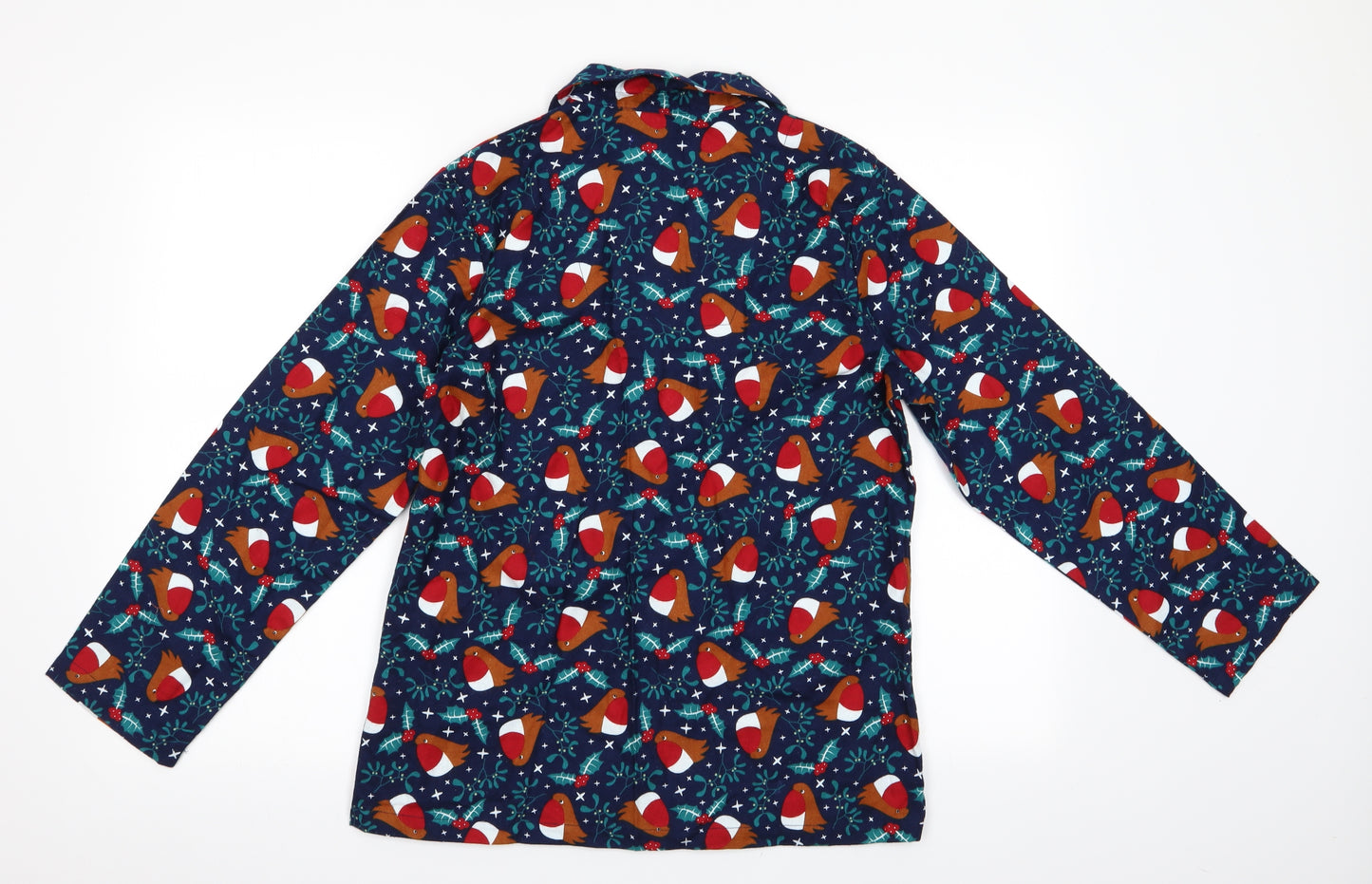 TU Womens Multicoloured Animal Print   Pyjama Top Size 10  - Robin Print Christmas